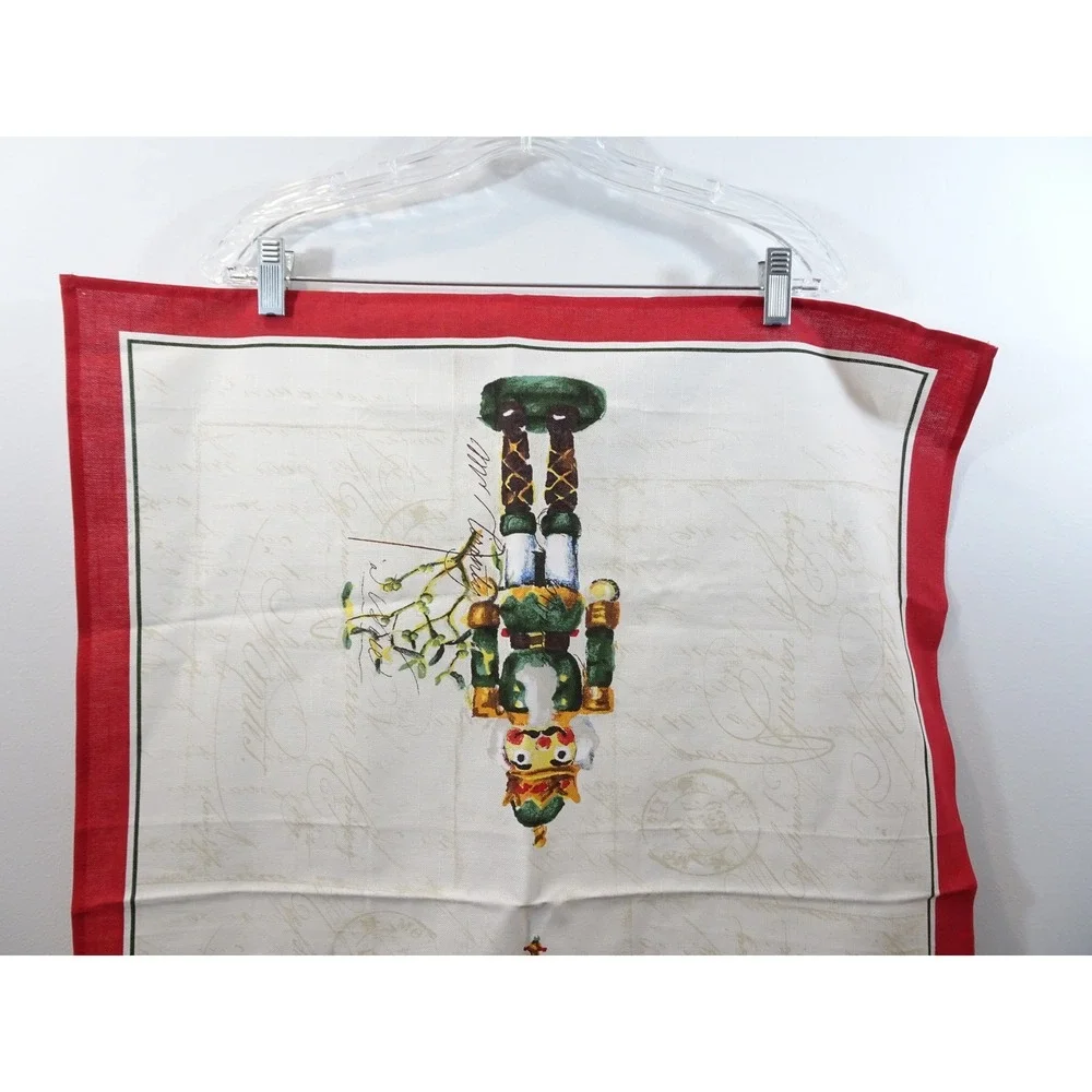 Williams Sonoma Nutcracker Christmas Tea Towel Cotton Red White Holiday Decor
